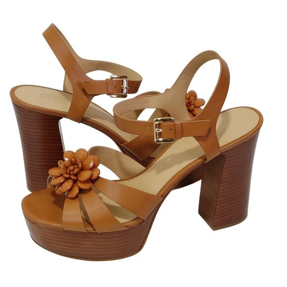 Michael Kors Dalia Platform Dress Leather Sandal Acorn Women's Size 9.5 NWOB - Picture 1 of 12